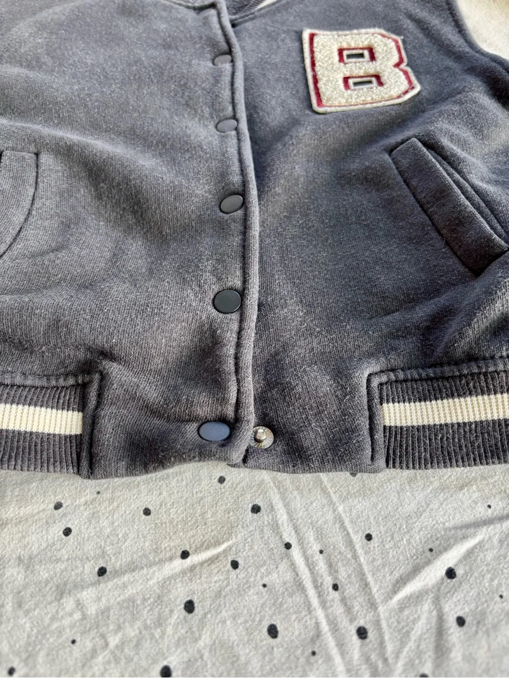 Zara Navy and Cream Varsity Jacket